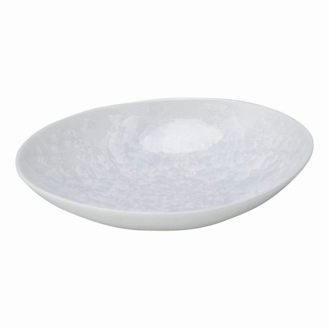 京焼･清水焼 花結晶（白） 楕円鉢（中）